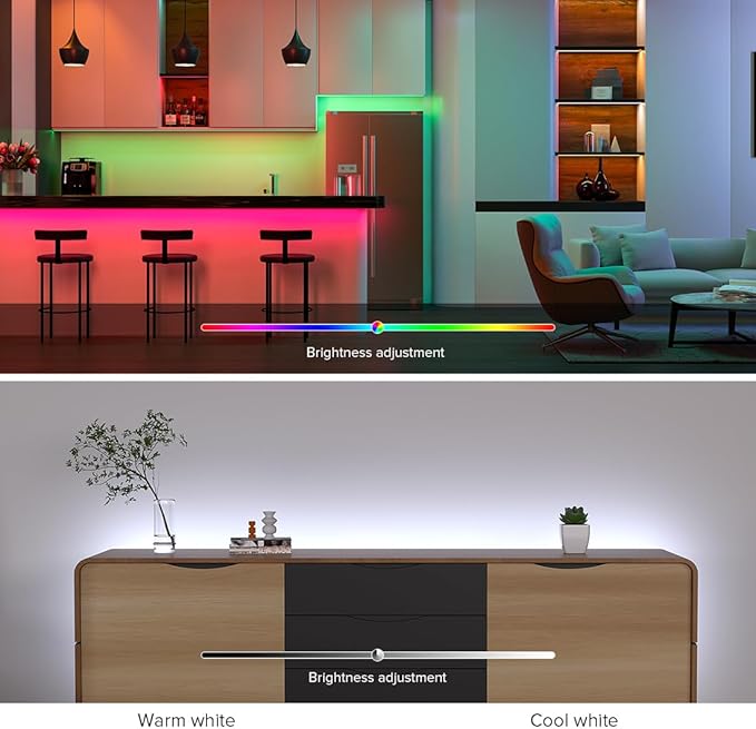 BTF-LIGHTING FCOB IP66 RGBW 6000K COB LED Strip 16.4FT DC24V Color Changing Flexible High Density Multicolor Light 12mm Width for Home Indoor Decor(No Adapter or Controller)