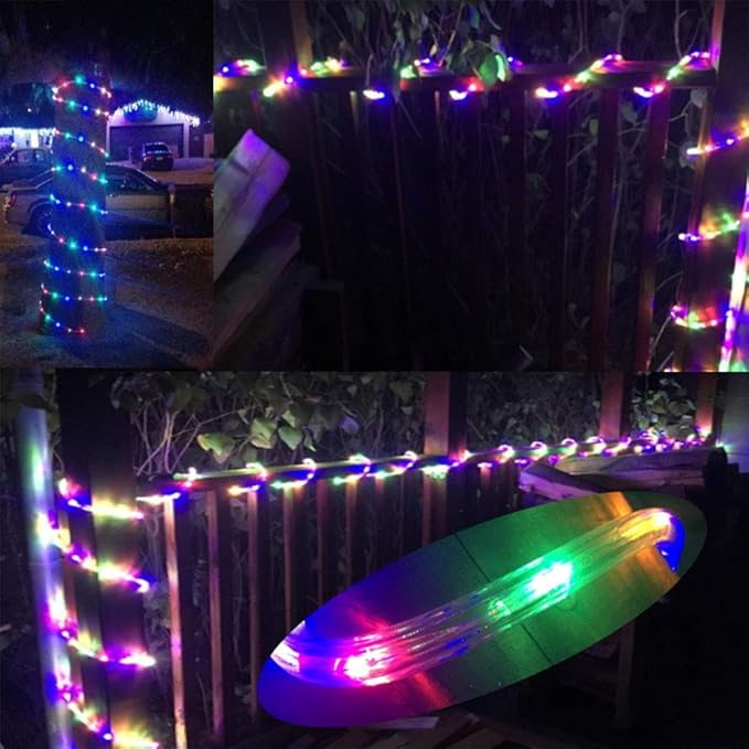 50ft 2-Wire Waterproof LED Rope Light Kit,110V-120V PVC 30 LED/M Tube Lights Strip for Background, Outdoor, Christmas, Home Decoration(Multi-Color)