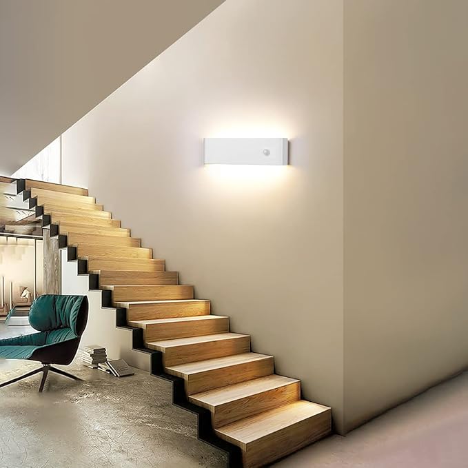 LED Hardwired Motion Sensor Light Indoor Wall Sconce, Motion Sensor Wall Light Indoor Sconce Wall Aluminum Modern Wall Sconce for Living Room Hallway Stair 12W Warm White(Not Battery Operated)