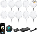 VST Smart Under Cabinet Lighting Work with Alexa Google Home Assistant App Remote Control, Recessed or Surface Mount 12V 2W/pc Puck Light for Kitchen Under Counter, Display Case, 10Pack 3000K~6000K.