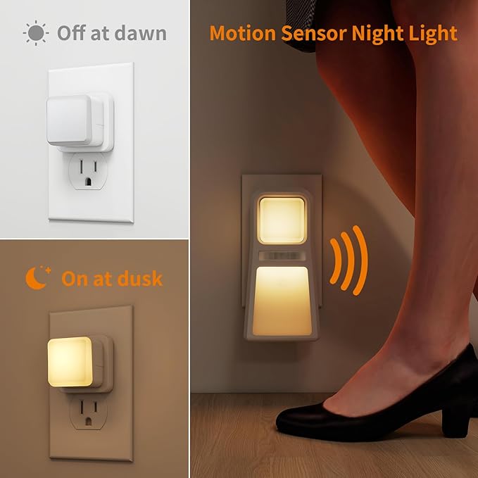 Dawnrise 3 Pack 5-in-1 Power Failure Night Light, Multifunctional Motion Sensor Nightlights, Plug in Night Lights, Emergency Lights for Home,Rechargeable Flashlights for Blackout,Hurricane