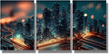 Bedroom Wall Decor 3 Panel Smart City on Circuit Board Artwork Print on Canvas for Living Room Bedrooms Wall Decorations, Wooden Framed Gallery-Wrapped Ready to Hang 12x16inchx3