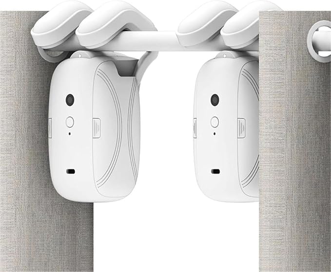 2PCS Automatic Curtain Opener, Smart Curtain Opener, Electric Curtain Opener and Closer with Remote Control for Roman Rod/I-Shaped/U-Shaped Curtain Tracks