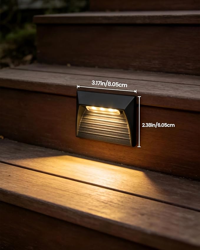 Low Voltage LED Step Lights 4.3W - Die-Cast Aluminum Stair Lighting with Patent Connector, Wet Location Safe for Outdoor Steps (4-Pack)