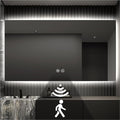Backlit LED Bathroom Mirror, Infrared Motion Sensor Vanity Mirror with 3-Color Lights, Stepless Dimmable Wall Lighted Mirror with Anti-Fog, Memory, Rectangular (36" H x 60" W)