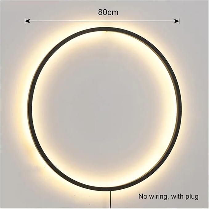 Wiring-Free Living Room Sofa Background Wall Decoration - Minimalist Bedroom lamp Ring Art Atmosphere Wall Light,Kitchen Island (Warm 80cm B)
