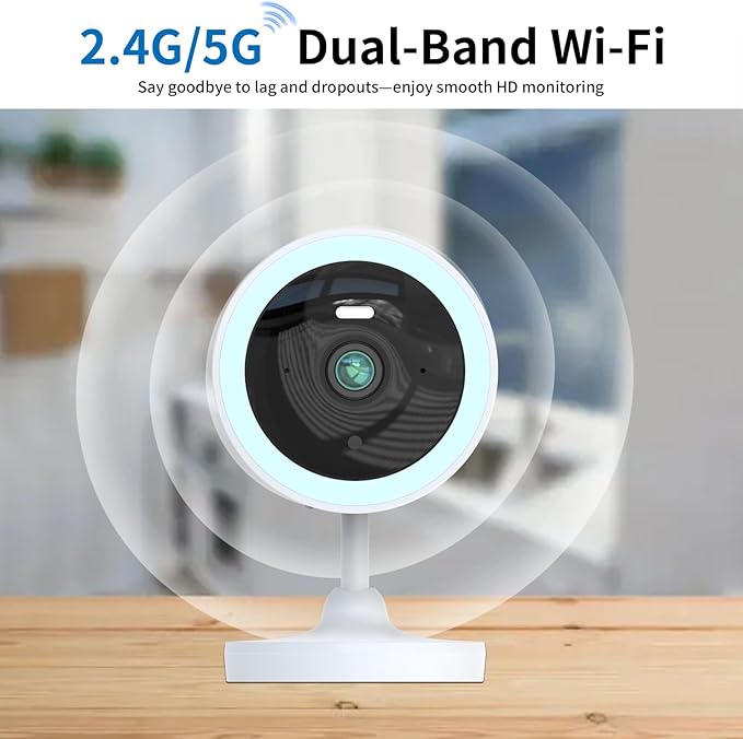 2K 3MP Indoor Security Camera for Baby Monitor, Dog Camera AI Motion Detection, 2-Way Audio Siren, Night Vision, Cloud & SD Card Storage，Support 2.4G & 5G WiFi