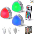EverBrite Tap Light, LED Puck Lights, Wireless Push Lights, Remote Controlled Closet Lights with 12 RGB Colors, Perfect for Under Cabinet, Closets, Pantry, with 9 AAA Batteries, 3-Pack