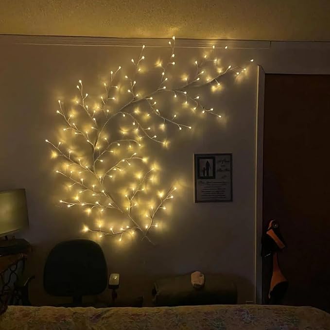Enchanted Willow Vine Lights with Remote, 18 Branches 144 LEDs Lighted Willow Vine for Wall Decor, Indoor Christmas Swags Decorations for Bedroom, Living Room & Home Decor