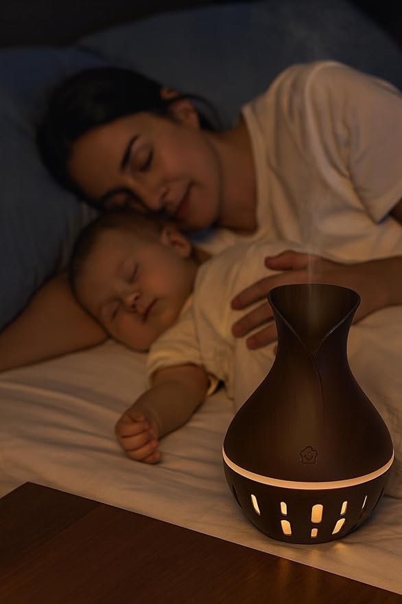 300ML Air Humidifier & Aroma Diffuser Home Fragrance Room Decor Essential Oil Diffuser Humidifiers for Bedroom Cool Mist 7 LED Light Car Air Freshener (Black-2)