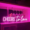 Cheers to Love LED Neon Signs for Wall Decor Neon Wall Art Acrylic LED Lights with Hanging Chain Light Up for Bedroom Decor Graduation Bar Pub Wedding Party 5V USB Powered Dimmable