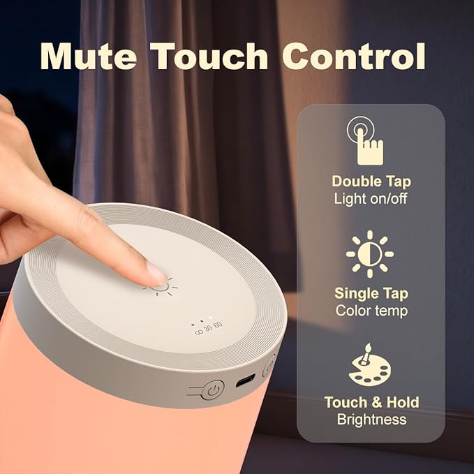 3 Color Nursery Night Light for Adults & Kids Rechargeable Long Battery Life Touch Night Lamp Dimmable Brightness with 3 Timers Portable for Bedroom Bathroom Nightstand Camping