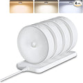 EZVALO 4 Pack Motion Sensor Closet Lights with Charging Station, 1200mAh Rechargeable LED Under Cabinet Lighting, Puck Light, Dimmable, 3 Color Temps, Magnetic, Stick on for Kitchen, Closet, Stairs