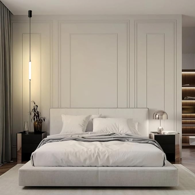 Modern Minimalist Pendant Light Linear Floor to Ceiling Lamp White Long Strip LED Pendant Lights Hardwired Bedside Ceiling Hanging Lights for Bedroom Living Room Corner 11.8"