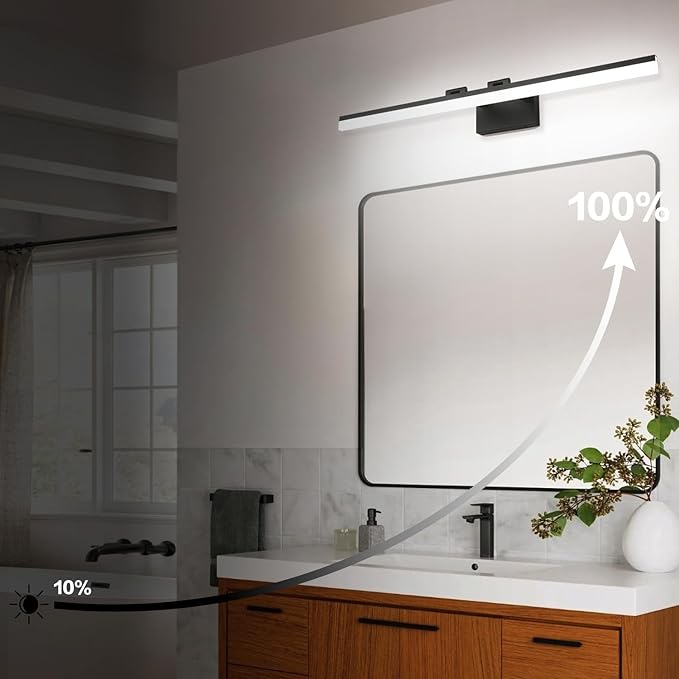 SOLFART Dimmable Matt Black Bathroom Vanity Light Light Fixtures for Bath 39.4 Inch 5 Color Temperature LED Light Above Mirror Bathroom Vanity Lights Over Mirror 5CCT