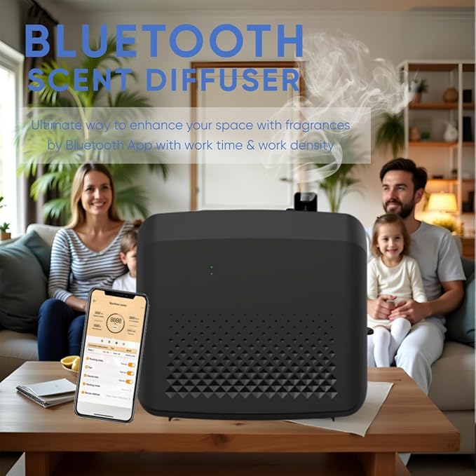 Updated Scent Diffuser Bluetooth for HVAC System, Scent Air Machine for 5,500 Sq.ft Home, Hotels & Commercial Use, Waterless HVAC Nebulizing Diffuser with Lasting-Long Fragrance -100ml Oil Included