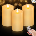 3" x 5" Flameless Candles Set of 3, 2AA Battery Life 600 Hours Battery Candles Flickering with Timer, 5 inch Flameless Candles with Remote for Indoor/Outdoor, Ivory
