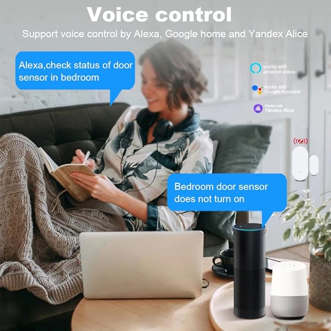 Haozee Door and Window Sensor, Requires Zigbee Hub, Zigbee Connection, Wireless Detector for Alarm Systems and Smart Homes, Compatible with Home Assistant,SmartThings