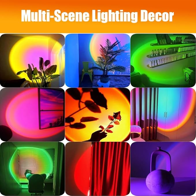 Sunset Lamp Projector Led Lights for Bedroom Night Light RGB Lights Sun Sunlight Sunrise Lamp 10w 360° Rotation Mood Lighting Home/Room Decor Christmas Gifts for Women,Triangle Multicolor