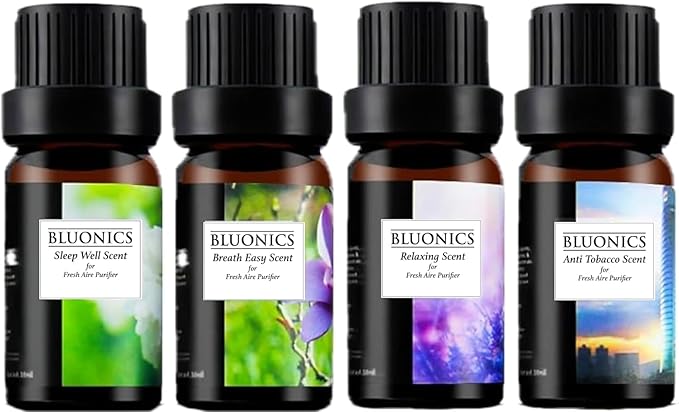 Bluonics Fresh Aire 4-Pack Water Air Washer, Air Revitalizer & Freshener with 4 Fragrance Bottles, 7-Color LED Night Light & White Noise Feature