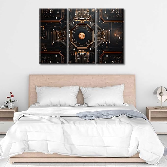 Circuit Board High-Tech Technology Canvas Wall Art Chip Posters & Prints Artwork Circuit Board Pictures Home Decor Canvas Picture for Living Room Bedroom Home Office Decor (42" Wx28 H)