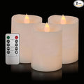 3x4 Flickering Flameless Candles Set of 3,4 inch Real Wax LED 600 Hours Battery Candles with Timer Remote,Control for Wedding Party Indoor,Ivory