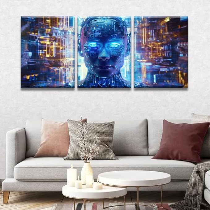 Canvas Art Wall Decor for Bedroom Cloud Networking, Crypto, AI Art Prints Cyber Security, Cloud Managed Canvas Art Wall Painting Artwork for Bedroom Wall Decor Framed Ready to Hang 12x16inchx3