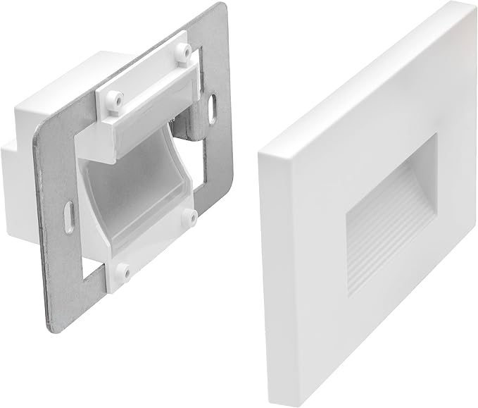 Maxxima 2 Pack Horizontal LED Step Light - Modern Indoor/Outdoor Stair Light, 3 CCT Color Selectable 3000K, 4000K, 5000K, 75 Lumens, IP65 Rated for Outdoor and Damp Locations - White