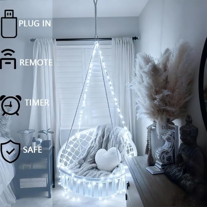USB Fairy Lights Plug in, 33 Feet 100 LED Twinkle String Lights with Remote and Timer, Waterproof 8 Modes for Bedroom Indoor Wreath DIY Party Wedding Christmas Holiday Decoration(2 Pack White)
