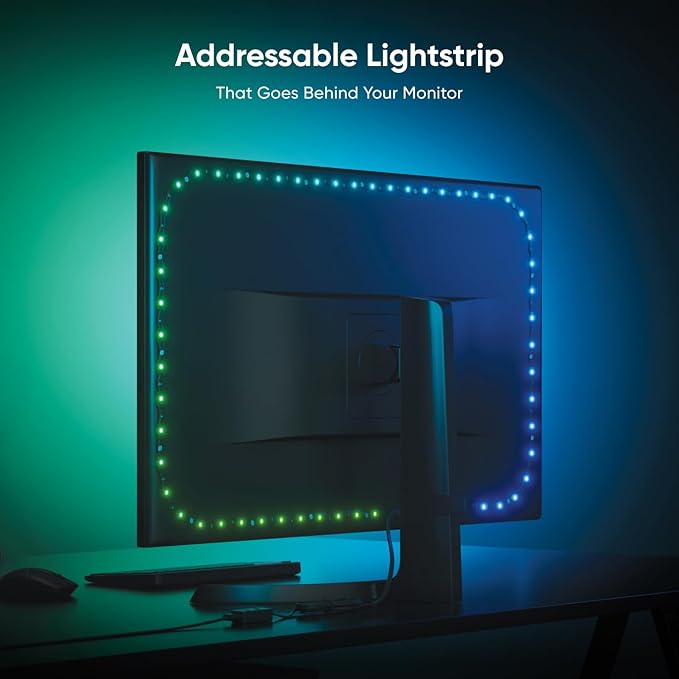Nanoleaf PC Screen Mirror Lightstrip, Gaming Lightstrip for 27-32 inch PC, Monitor Backlight with Music Sync, Multicolor Immersive LED Lightstrip Zigzag, 75 LEDs, Trimmable