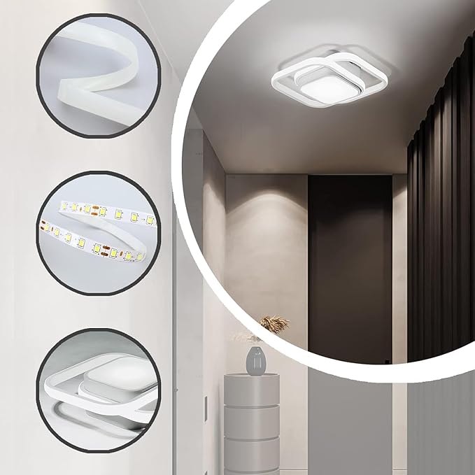 12.6Inch Motion Sensor LED Ceiling Light Indoor, 36W 6000K Mount Motion Activated Light Fixture Modern Flush Mount White Ceiling lamp for Laundry Bathroom Hallway Stair Porch Basement (2pack)
