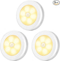 AMIR Upgraded 3.15” Motion Sensor Light Indoor, Cordless Battery Powered Stick on LED Night Lights for Closet, Stair, Under Cabinet, Hallway, Kitchen (Warm White - Pack of 3)
