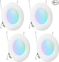 Amazon Basics Smart Recessed 5/6 Inch Downlight, Color Changing, Works with Alexa only, 2.4GHz WiFi, 4 Pack