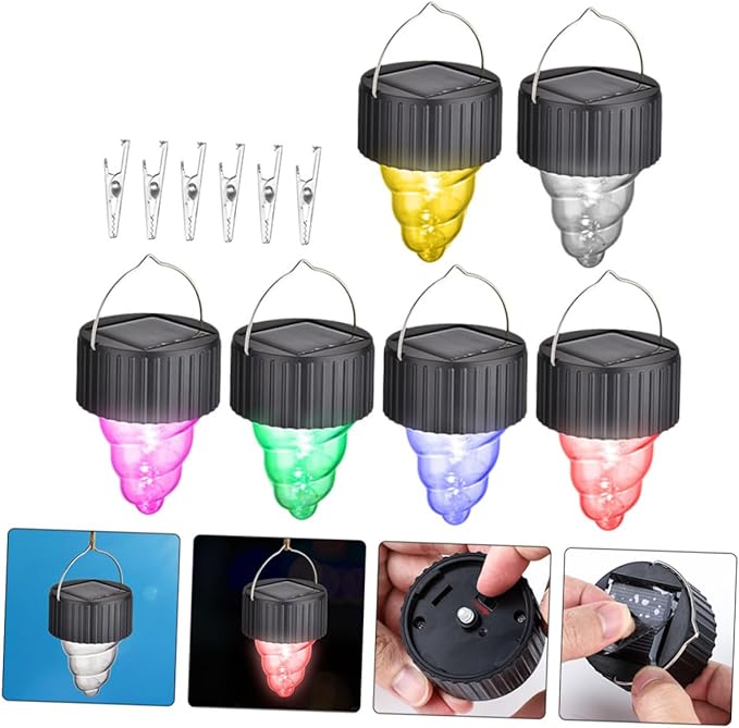 POPETPOP 6-Pack Colorful Solar Pendant Lights LED Outdoor Garden Decor Waterproof Hanging Solar Lamps for Patios Walkways and Events