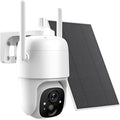 Security Cameras Wireless Outdoor, 2K 3MP Pan Tilt 355° View IP65 Waterproof Rechargeable Battery Powered PTZ WiFi Solar Camera with PIR, Color Night Vision,2-Way Talk,Cloud/SD