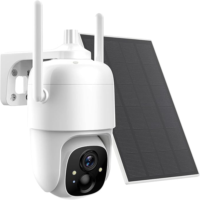 Security Cameras Wireless Outdoor, 2K 3MP Pan Tilt 355° View IP65 Waterproof Rechargeable Battery Powered PTZ WiFi Solar Camera with PIR, Color Night Vision,2-Way Talk,Cloud/SD