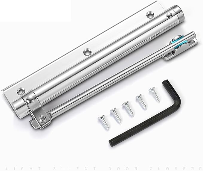 50KG Adjustable Door Closer Aluminum Alloy Automatic Spring Soft Close Fire-Proof Heavy Duty Hardware Automatic Door Closer/2(Black)