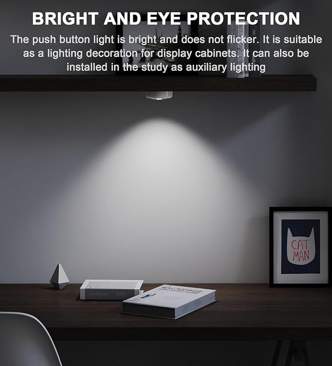 Tap Light Battery Powered, Push Light Battery Operated Wireless Touch Lights Stick On Puck Lights Under Cabinet Lighting for Closets Kitchen Indoor and More [4 Pack]