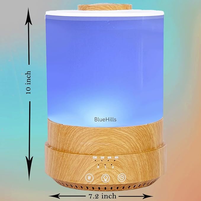 BlueHills Premium Set of Two Large 2500 ML and 1000 ML Round Essential Oil Diffusers Humidifier Combo for Large Room Home with Décor LED Lights Great Gift – Value Pack of Wood Grain