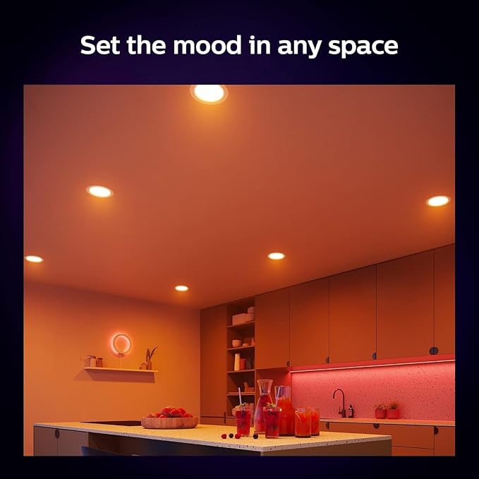 Philips Hue Smart Slim 5/6 Inch LED Recessed Light - White and Color Ambiance - 6 Pack - 1200LM - Indoor Ceiling - Control with Hue App - Works with Voice Assistants