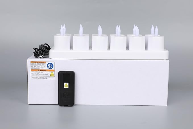 WoneNice 12 pcs USB Rechargeable Flameless Candles with Remote & Timer, LED Tea Lights for Wedding Christmas Lanterns Emergency Home Decor