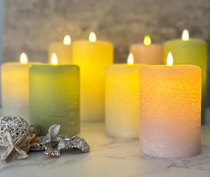 LumiPur Signature Natural Glow Flickering Flameless LED Wax Pillar Candle (3.5" x 5", Linen White)