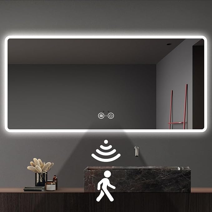 Led Mirror for Bathroom with Front Light and Backlit, Dimmable Anti Fog Wall Bathroom Mirror with Led Lights, Water Proof, Decor Vanity Mirror (36" L x 48" W)