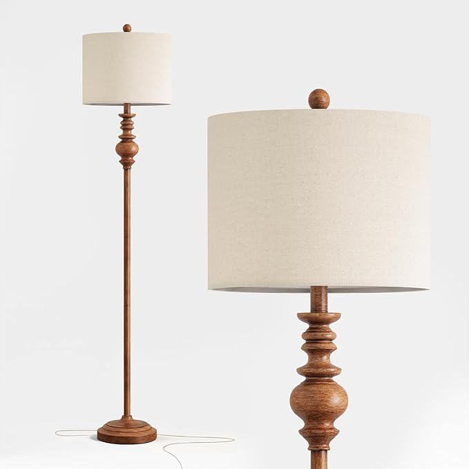 BOBOMOMO 64.25" Rustic Floor Lamp for Living Room, Tall Antique Brown Standing Lamp with Rotary Switch, Vintage Reading Lamp for Bedroom, Office & Study, Farmhouse Home Decor Corner Lamp
