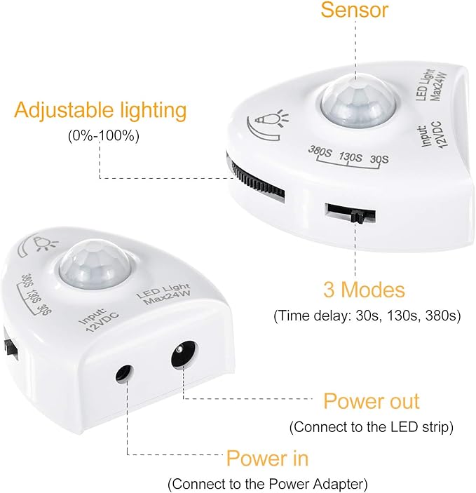 GZBtech Replaceable Motion Sensor Under Bed Warm White Strip Light