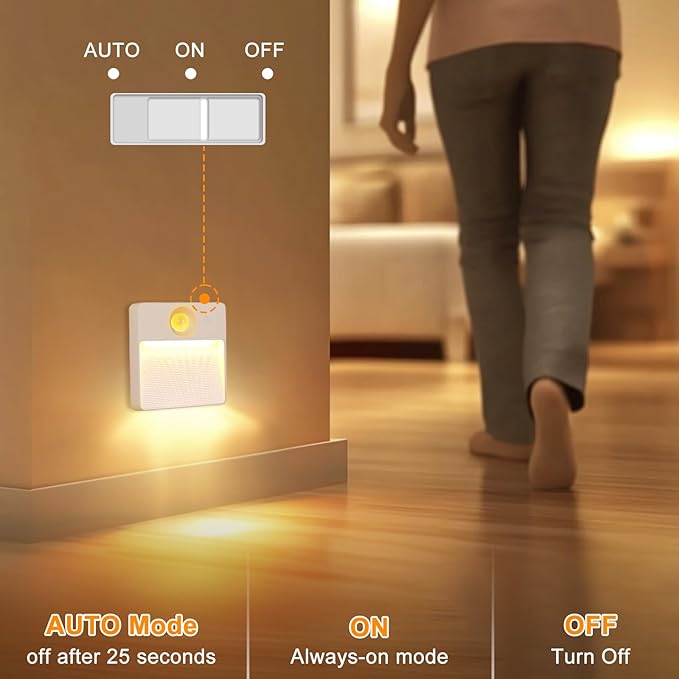 3 Pack Motion Sensor Stair Light for Indoor, Rechargeable Battery Operated Closet Lights, RGBW Stick On Night Lamp, Motion Activated Magnetic Lighting Lamps for Step, Cabinet,Hallway,Bathroom