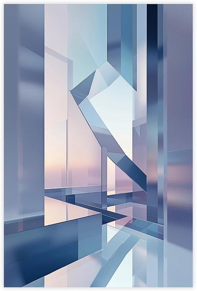Futuristic Minimalist Wall Art – Abstract Digital Geometry Print – Modern Tech-Inspired Home Decor for Office & Living Room Art Wall Decoration Poster Family Bar Restaurant Garage Cafe Art Sign Gift 2