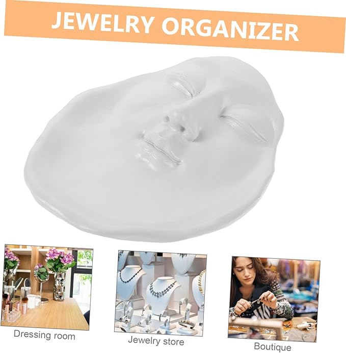 Elegant Artistic Face Resin Tray for Jewelry Storage and Candle Holder White Minimalist Decorative Organizer for Clean Girl Decor Apartment and Bathroom Accent