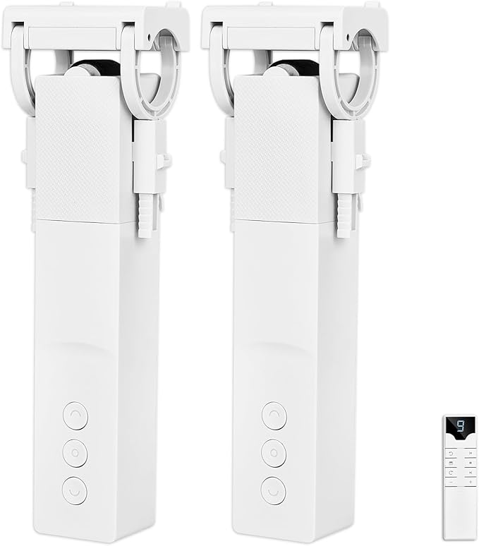 Keego Automatic Curtain Opener and Closer Smart Curtain Opener with Solar Panel,Remote Control App/Timer, High-Performance Motor,Work Compatible with Alexa, Google Home,HomeKit (white-2pc)