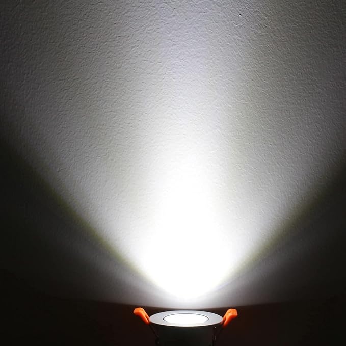 inShareplus 2 Inch LED Downlight, 3W Recessed Lighting COB Dimmable, 5000K Daylight White, CRI80, Ceiling Lights with LED Driver, 12 Pack